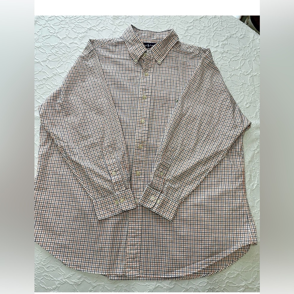 Ralph Lauren Classic Fit Mens XL Cotton Orange/Blue Striped Button Down Shirt